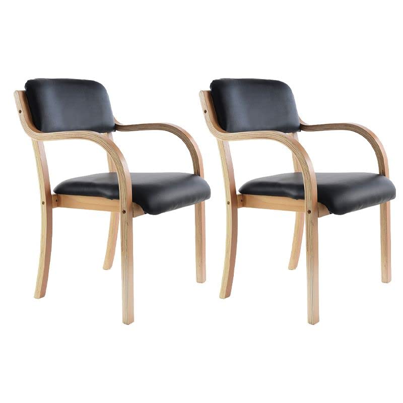 Black Set of 2 Wood Arm Chair I444260