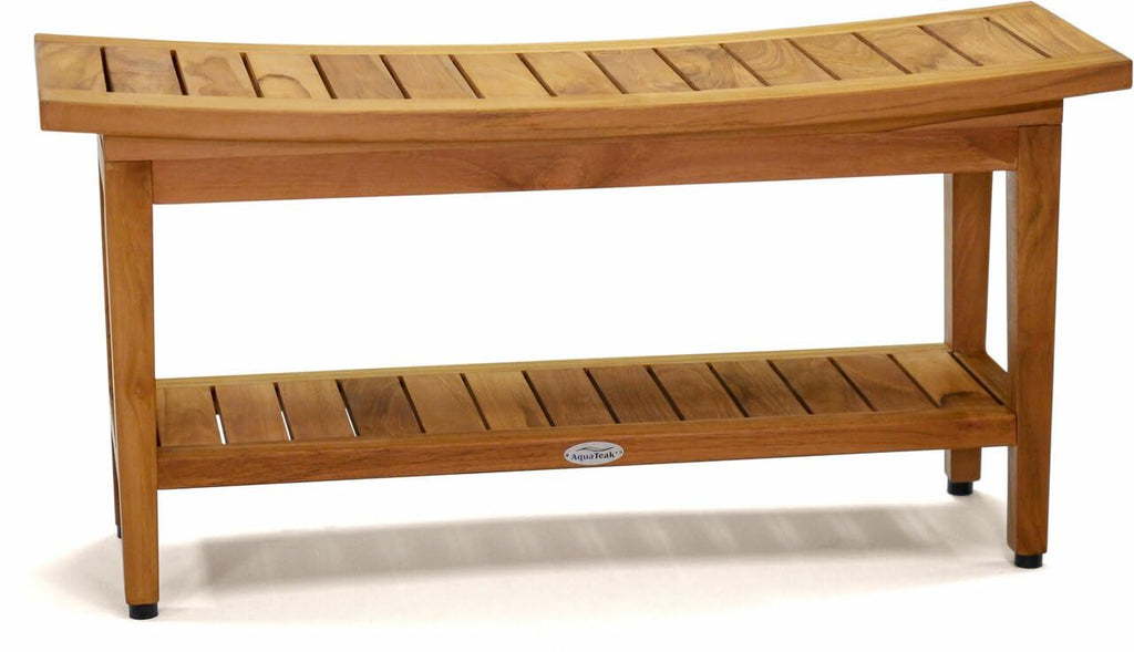 36" Teak Shower Bench with Shelf O7994