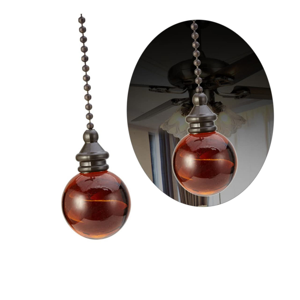 Glass Ball Chain Pendant Ornament 2 Pcs V795223