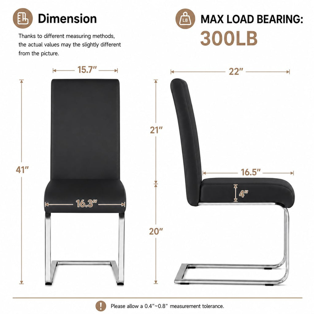Dining Chairs Set of 2 High Back Black W445248