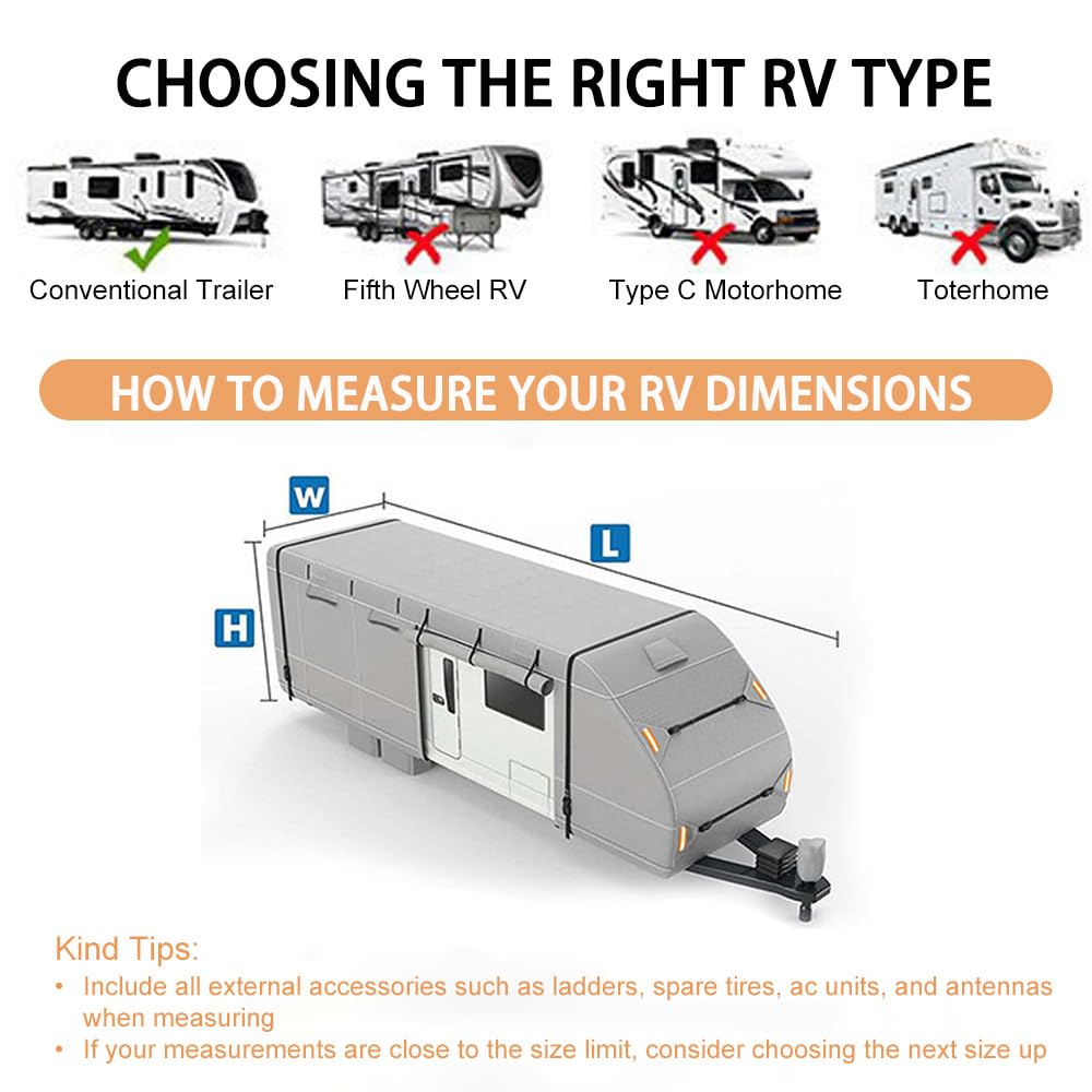 420D Waterproof Travel Trailer Cover with Adjustable Straps X95668