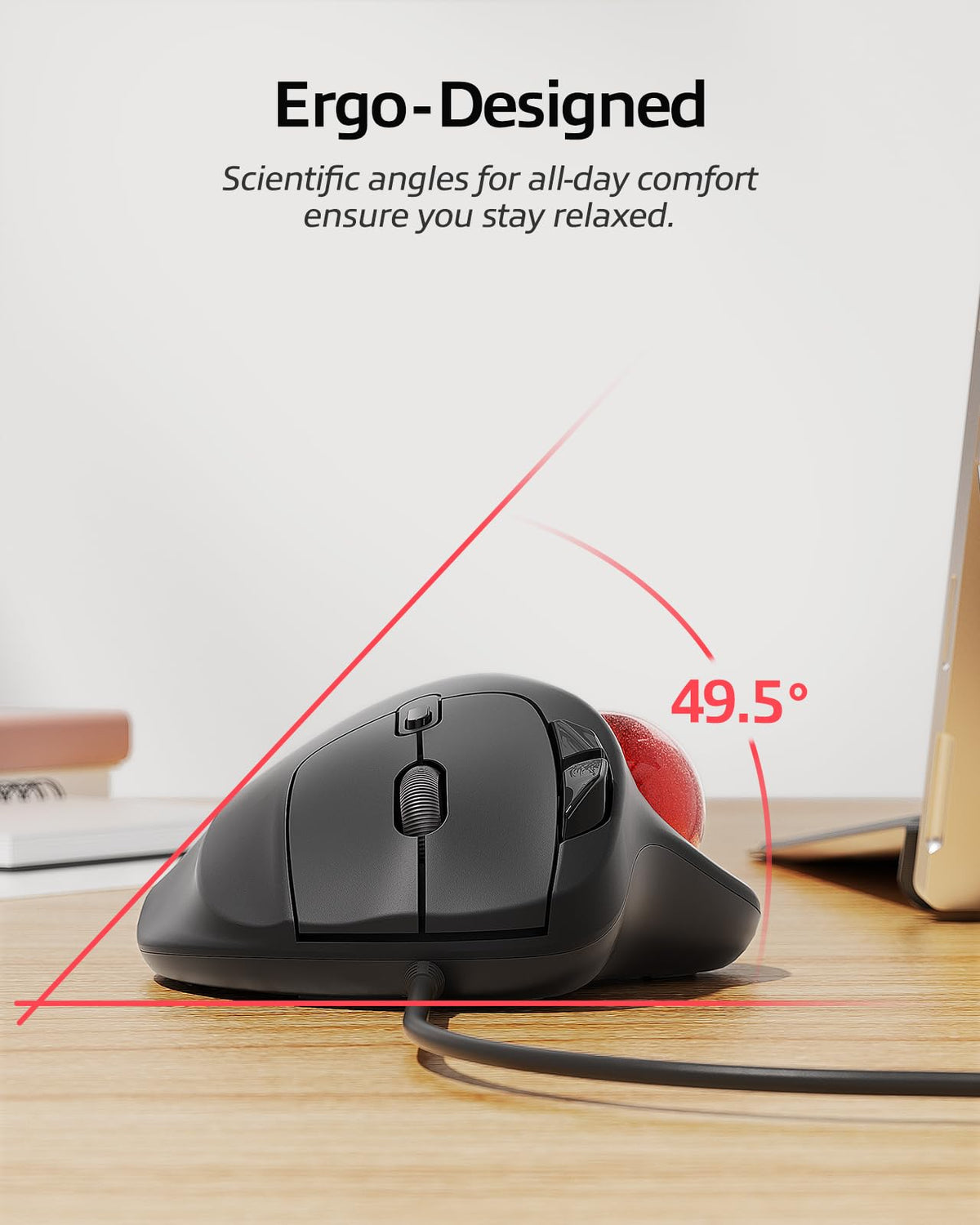 Wired Trackball Mouse Ergonomic Thumb Control X6345