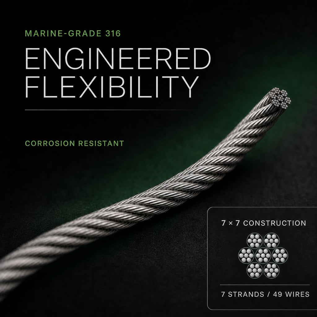 T316 Stainless Steel Wire Rope 1/8" 100 ft N947
