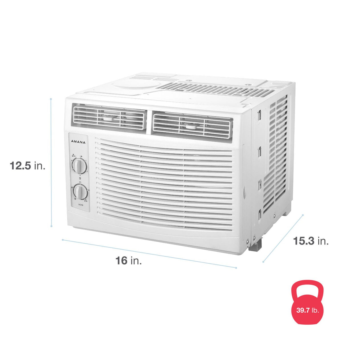5,000 BTU Window Air Conditioner with Mechanical Controls, Dehumidifier, Washable Filter, 2 Fan Speeds, White R43905