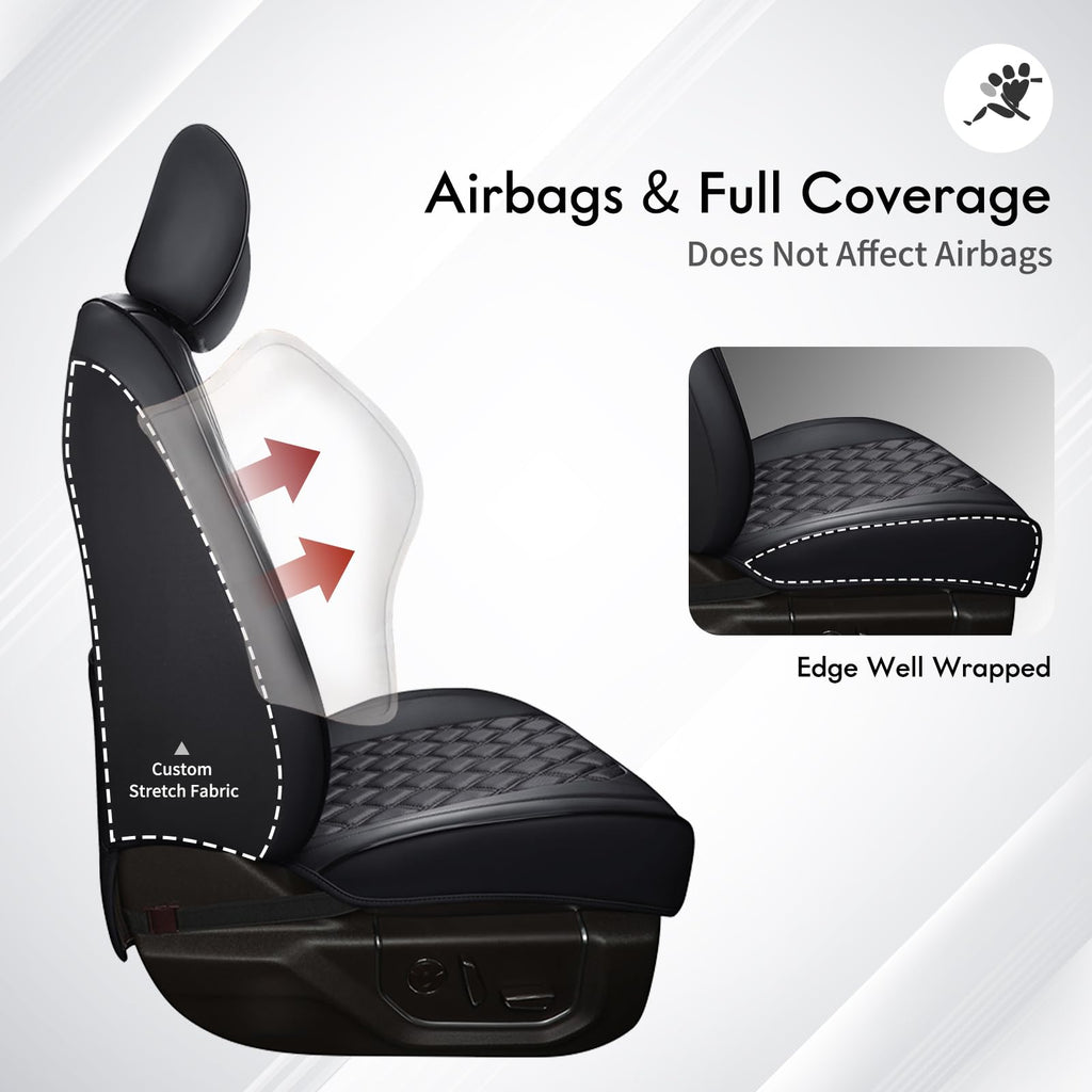 Leather Pickup Seat Cushion Cover Full Set Black W258