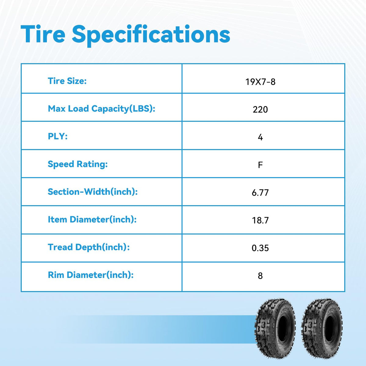 19x7-8 Mini Bike Tire Tubeless D6560