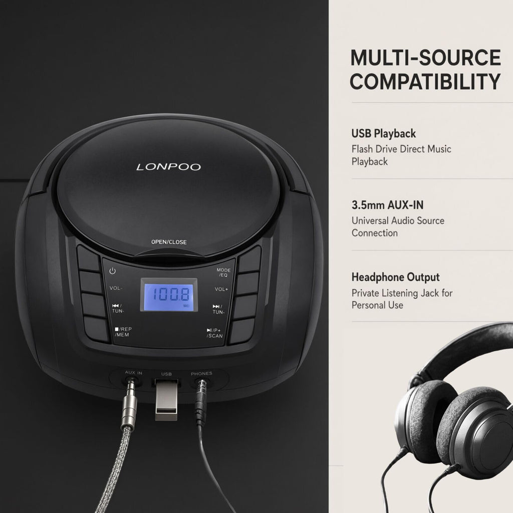 Portable CD Player Boombox with Speakers D18652