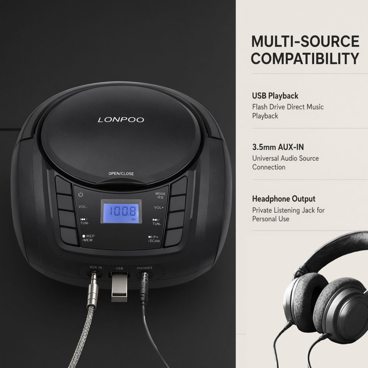 Portable CD Player Boombox with Speakers D18652