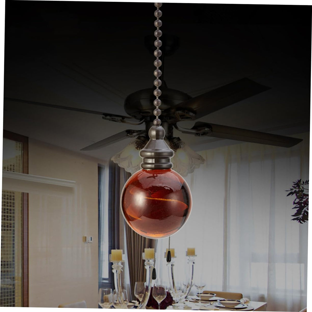 Glass Ball Chain Pendant Ornament 2 Pcs V795223