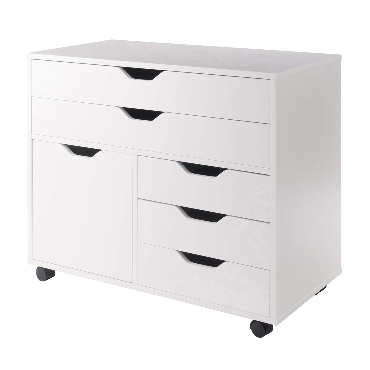 White Mobile Storage Cabinet with 1 Door & 5 Drawers X9096