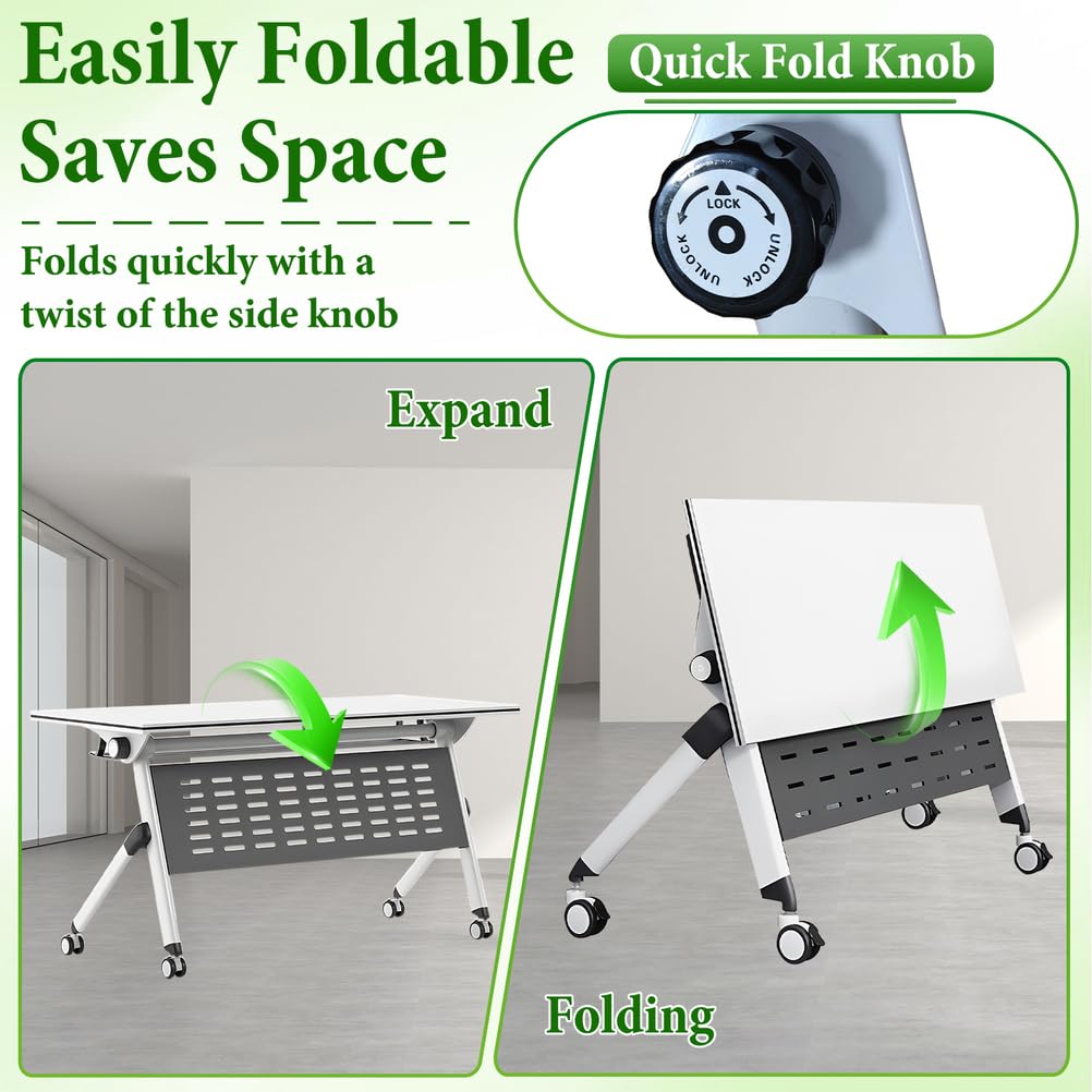 Folding Training Table with Glass Holder 2 Pack L935065