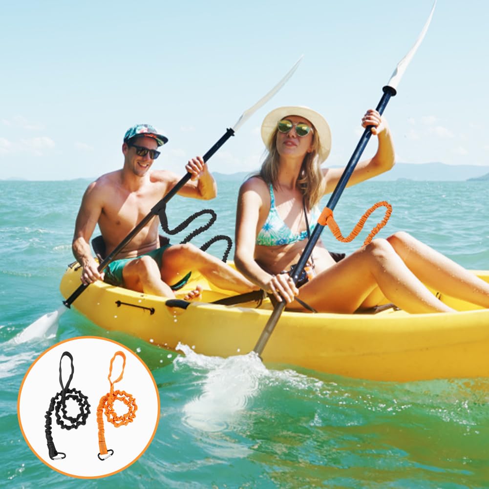 2 Pack Stretchable Kayak Paddle Leash with Carabiner E90415