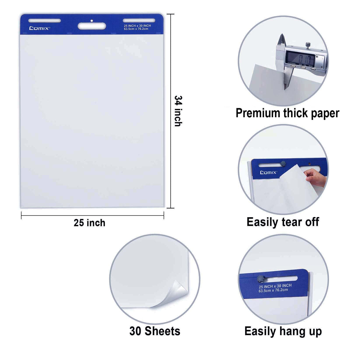 25 x 30 Inches Self Stick Easel Pad, 30 Sheets, 2 Pads K337