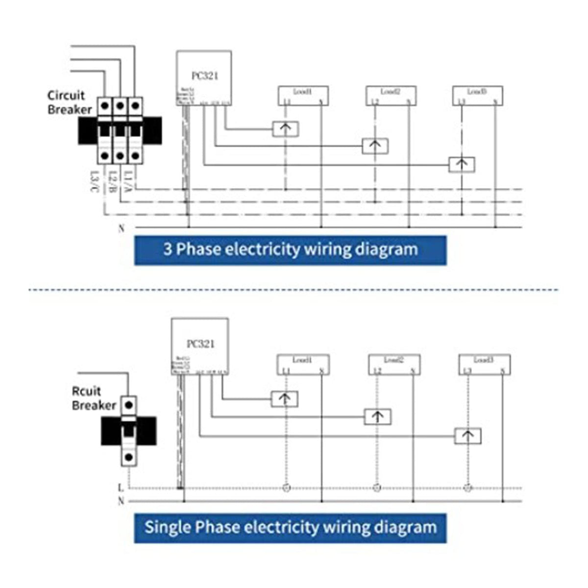3 Phase Smart Electricity Power Monitor with 3 120A Circuit Level Sensor B974057