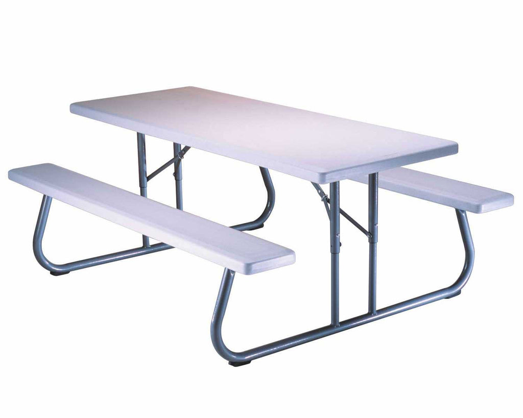 Folding Picnic Table 6 Feet White Granite K27384