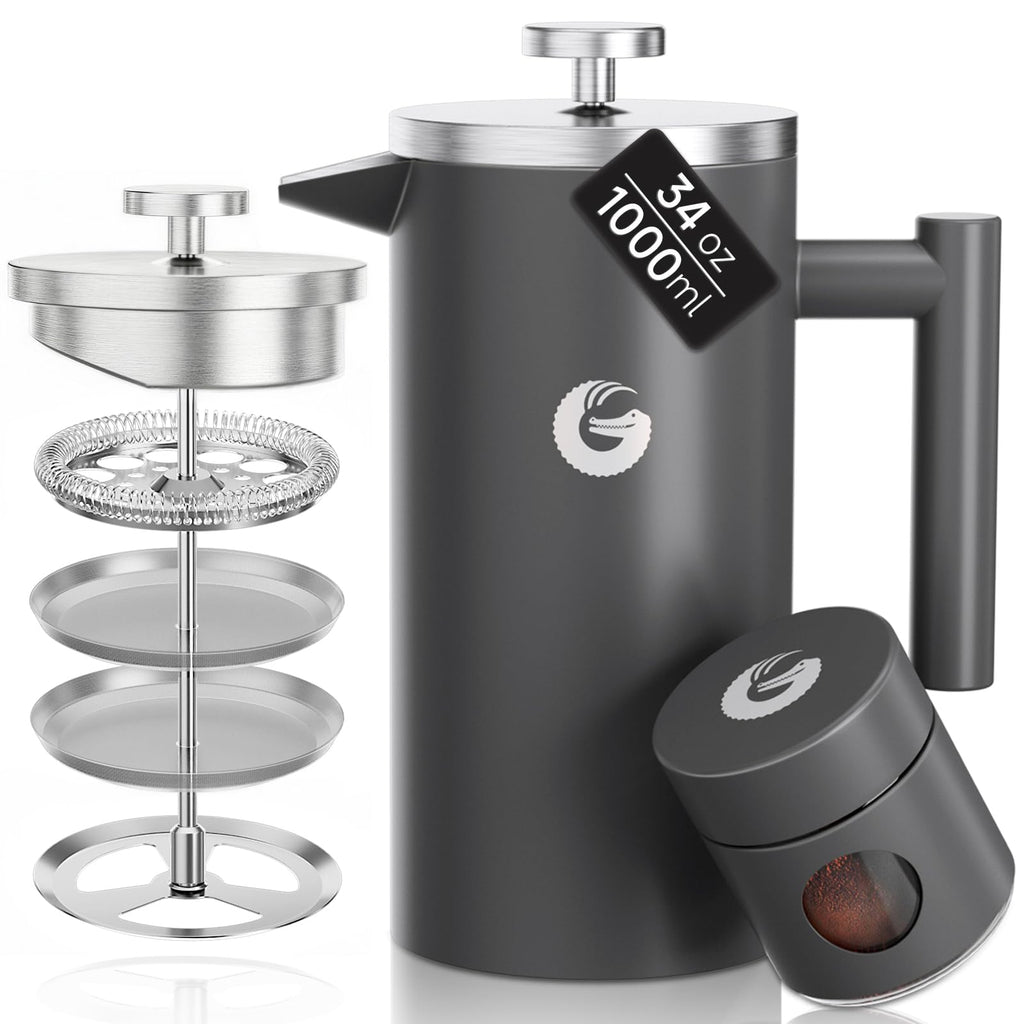 Gray 34 oz French Press Coffee Maker C228328