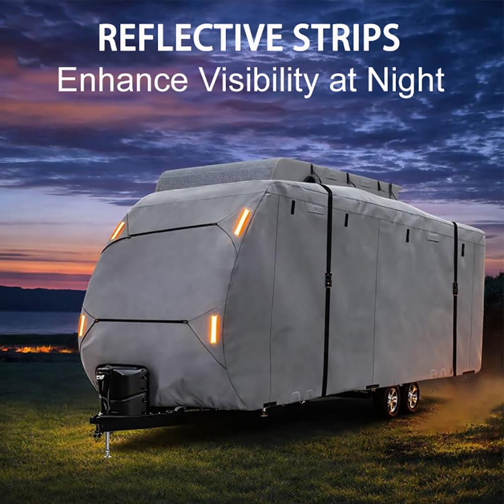 420D Waterproof Travel Trailer Cover with Adjustable Straps X95668