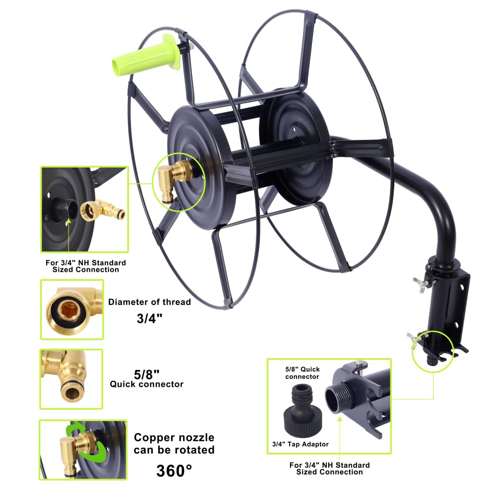 Retractable Wall Mount Hose Reel with 180° Swivel Y453