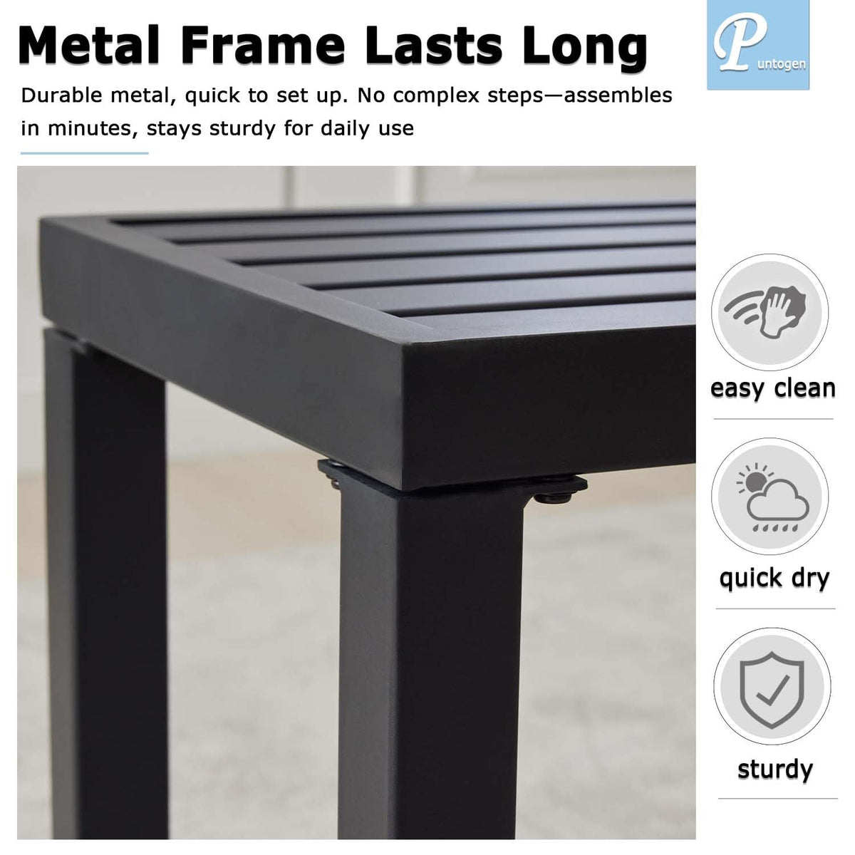 Black 46" Metal Outdoor Bench Y659008