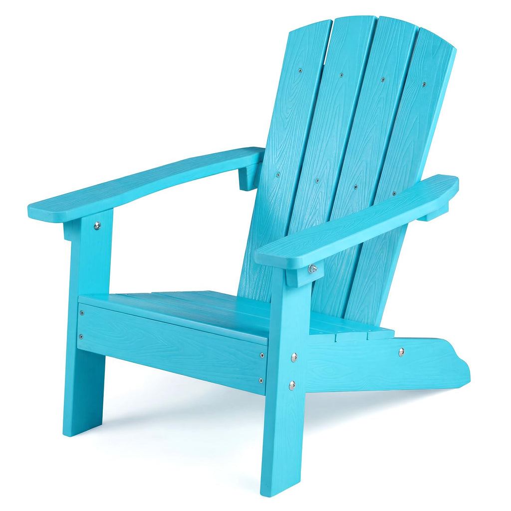 Kids Adirondack Chair, Plastic Toddler Lawn Chair, All-Weather Outdoor Chairs, Turquoise B5990