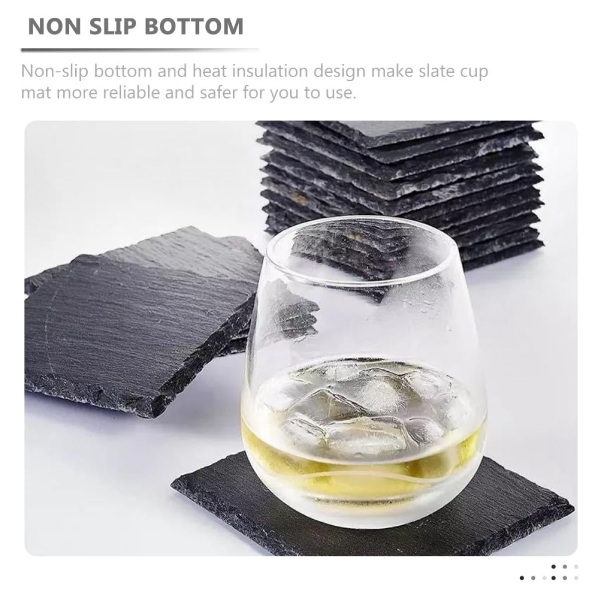 Black Natural Stone Cup Coaster Set T17078