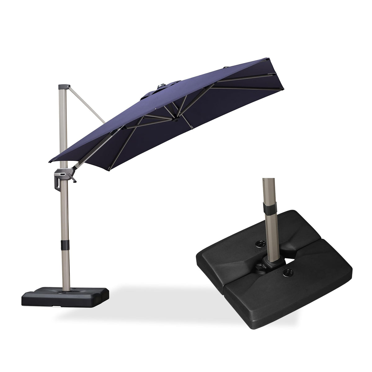 Navy Blue Cantilever Umbrella with Base E1792