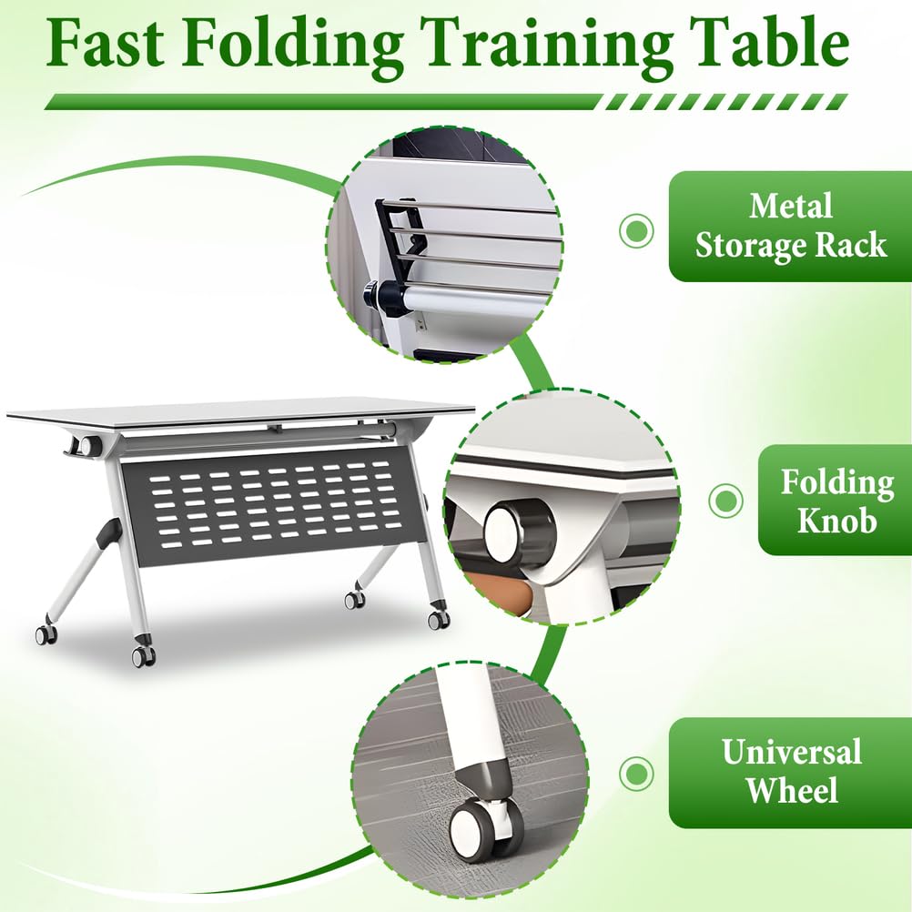 Folding Training Table with Glass Holder 2 Pack L935065