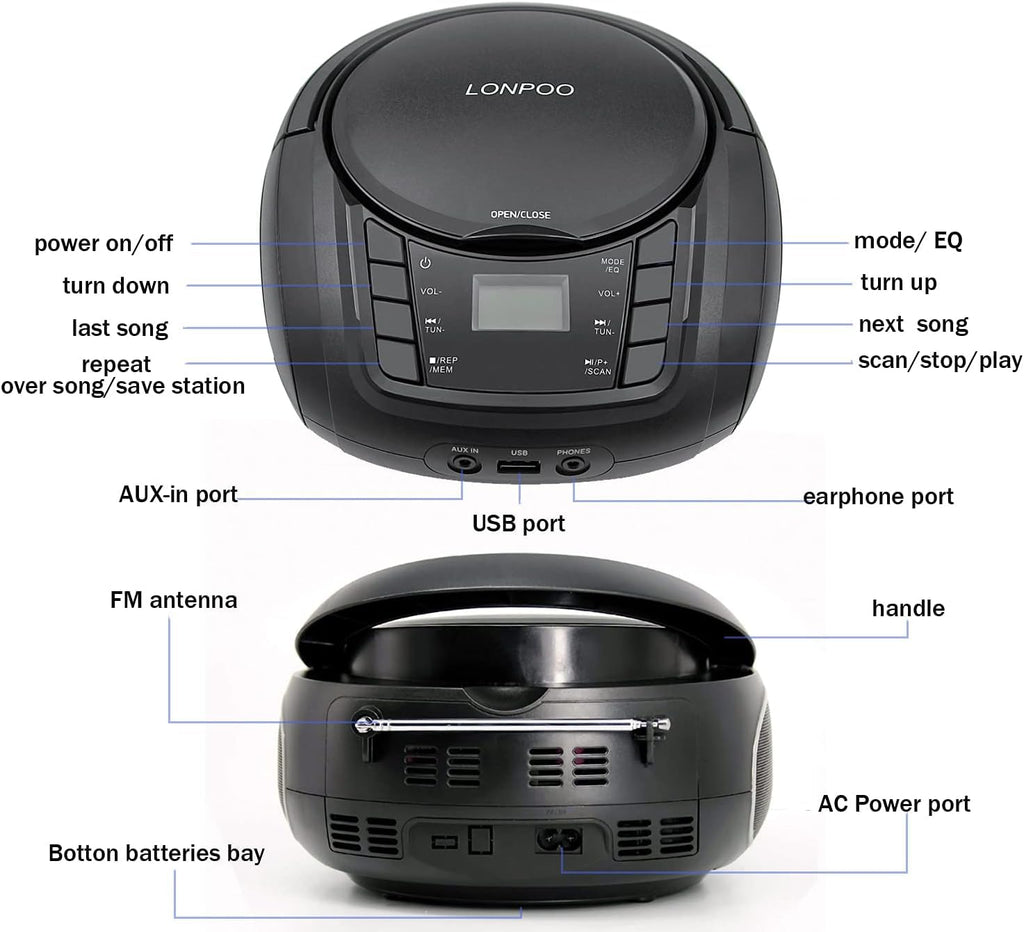Portable CD Player Boombox with Speakers D18652