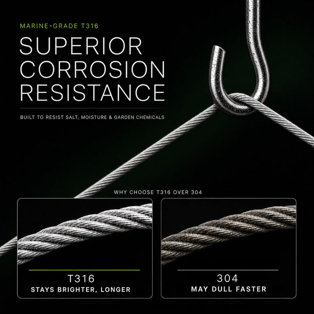 T316 Stainless Steel Wire Rope 1/8" 100 ft N947