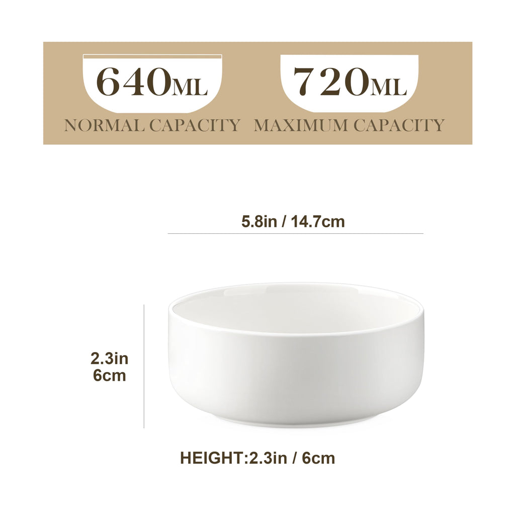 Ceramic Bowls Set of 4, 24 OZ White I211