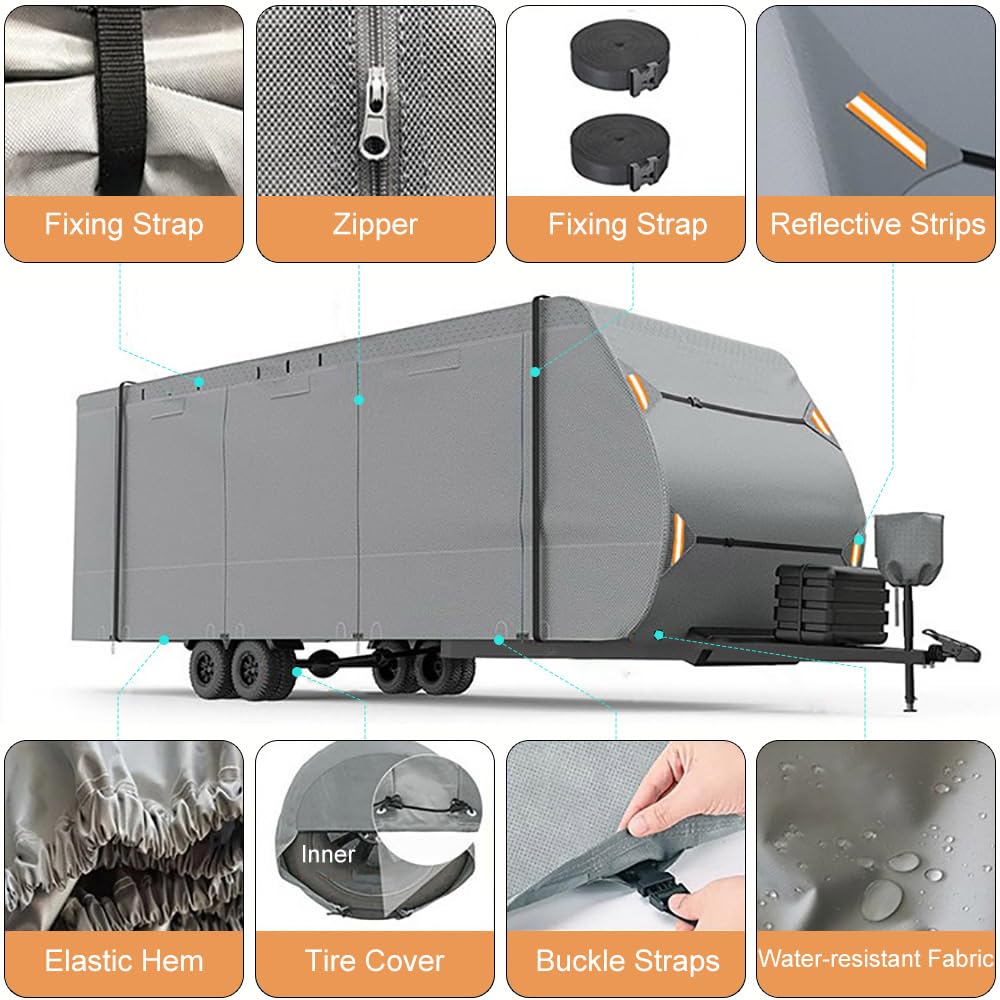 420D Waterproof Travel Trailer Cover with Adjustable Straps X95668