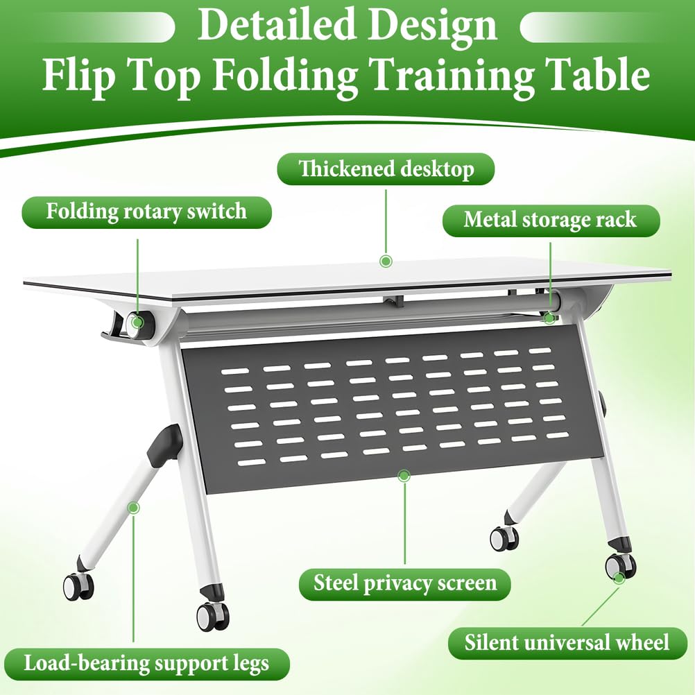 Folding Training Table with Glass Holder 2 Pack L935065