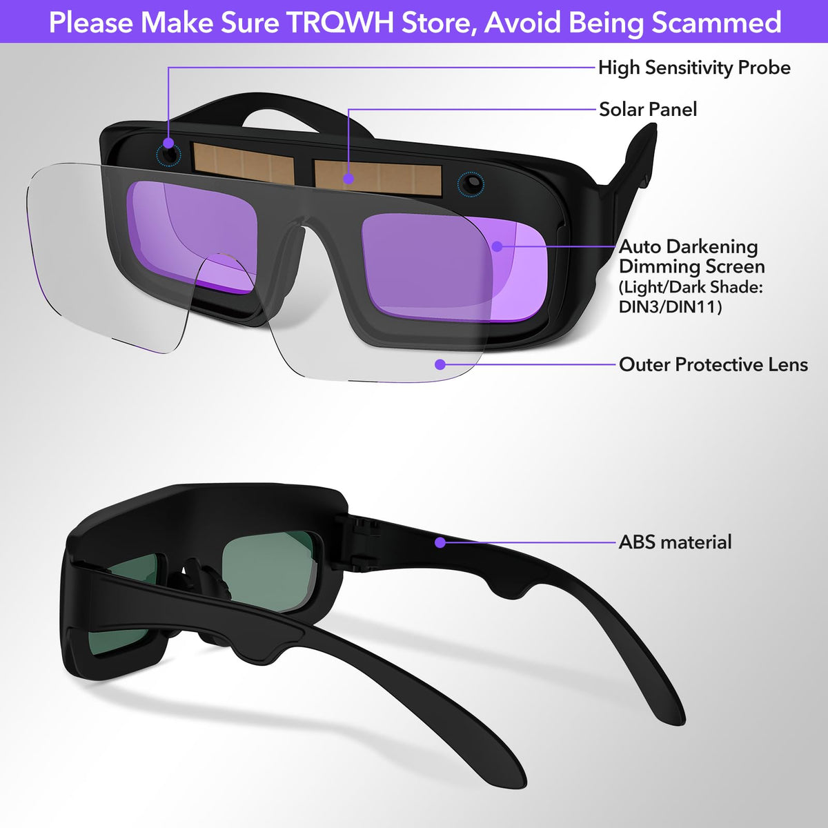 Auto Darkening Welding Glasses U319