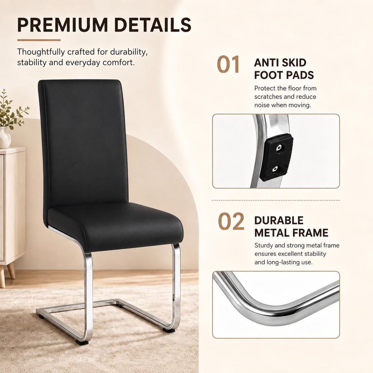 Dining Chairs Set of 2 High Back Black W445248