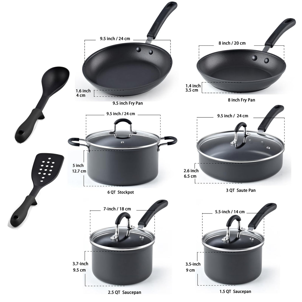 12 Piece Black Nonstick Hard Anodized Cookware Set X691870