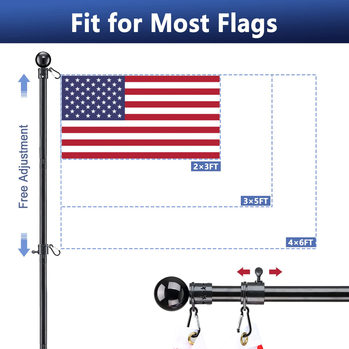 6ft Tangle Free Spinning Flag Pole Kit Z32641
