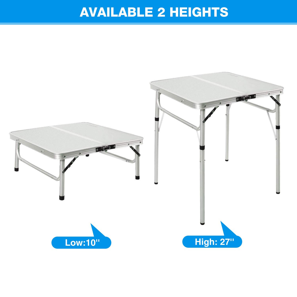 2 Foot Small Square Folding Table with Adjustable Height F5582