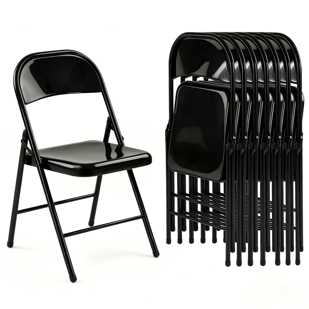 10 Pack Black Metal Folding Chairs Z599733
