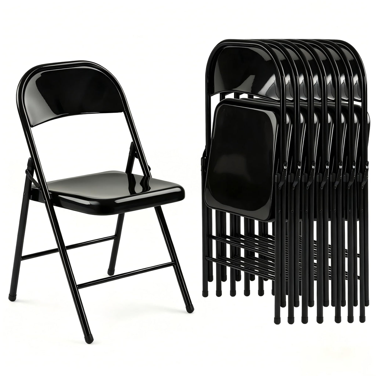 10 Pack Black Metal Folding Chairs Z599733