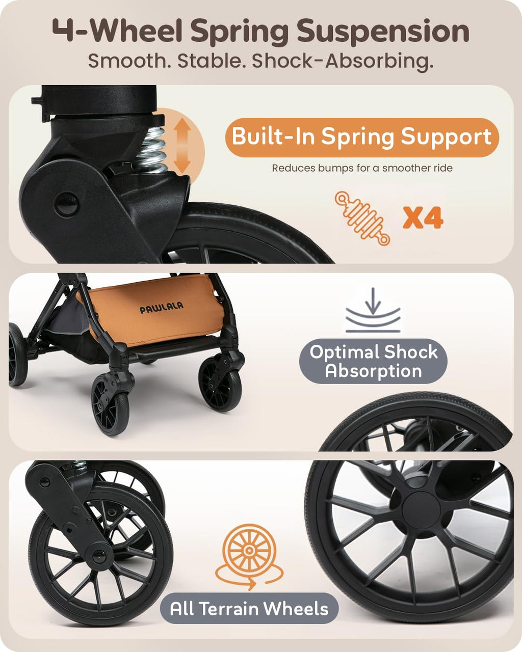 Foldable Pet Stroller with Detachable Carrier, Midnight Black V9495