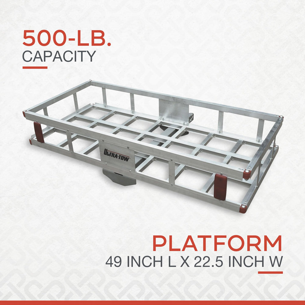 Aluminum Hitch Cargo Carrier 500-Lb Capacity Silver O929