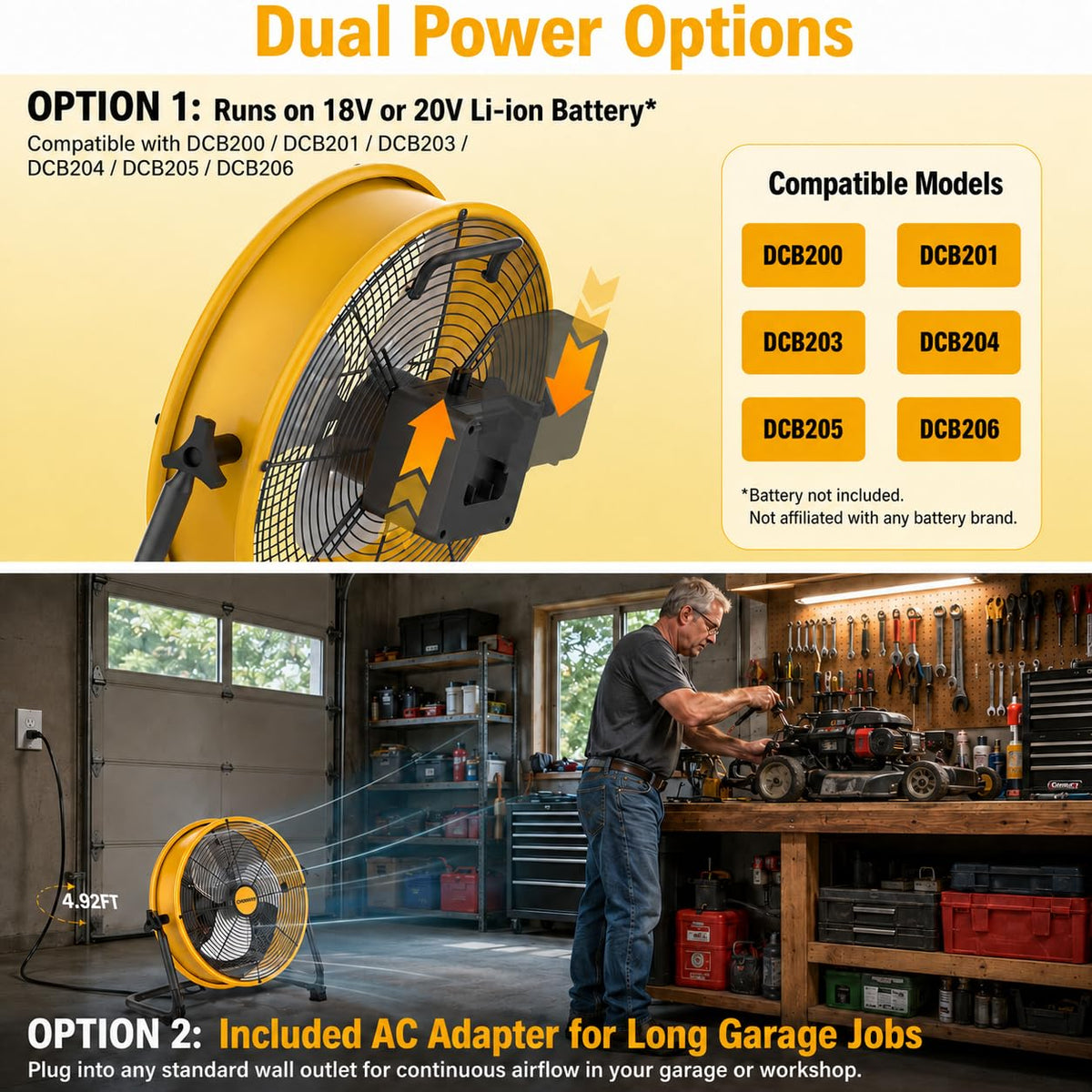 12" Battery Powered Cordless Floor Fan Y870120