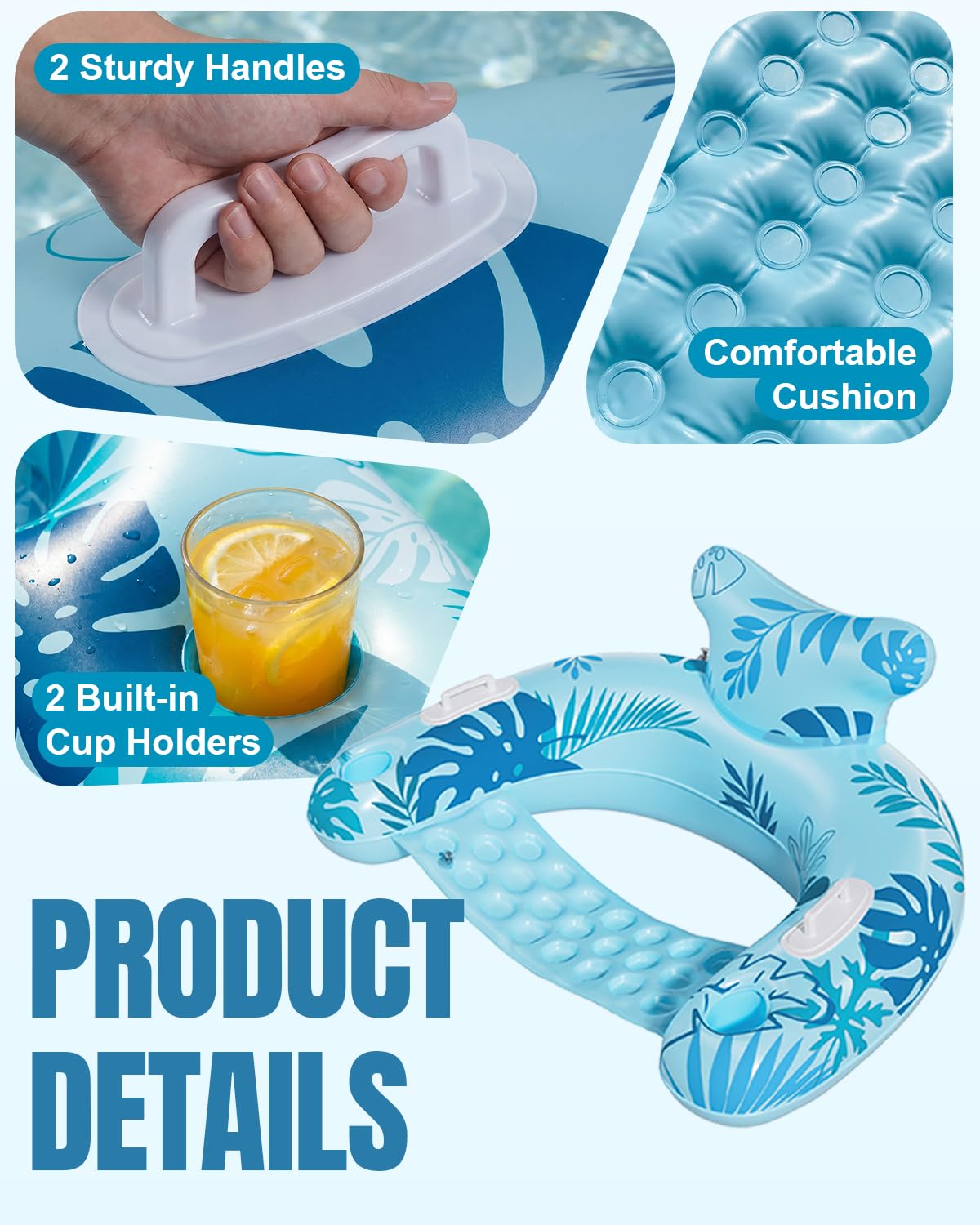 Inflatable Pool Floats with Cup Holders A28700