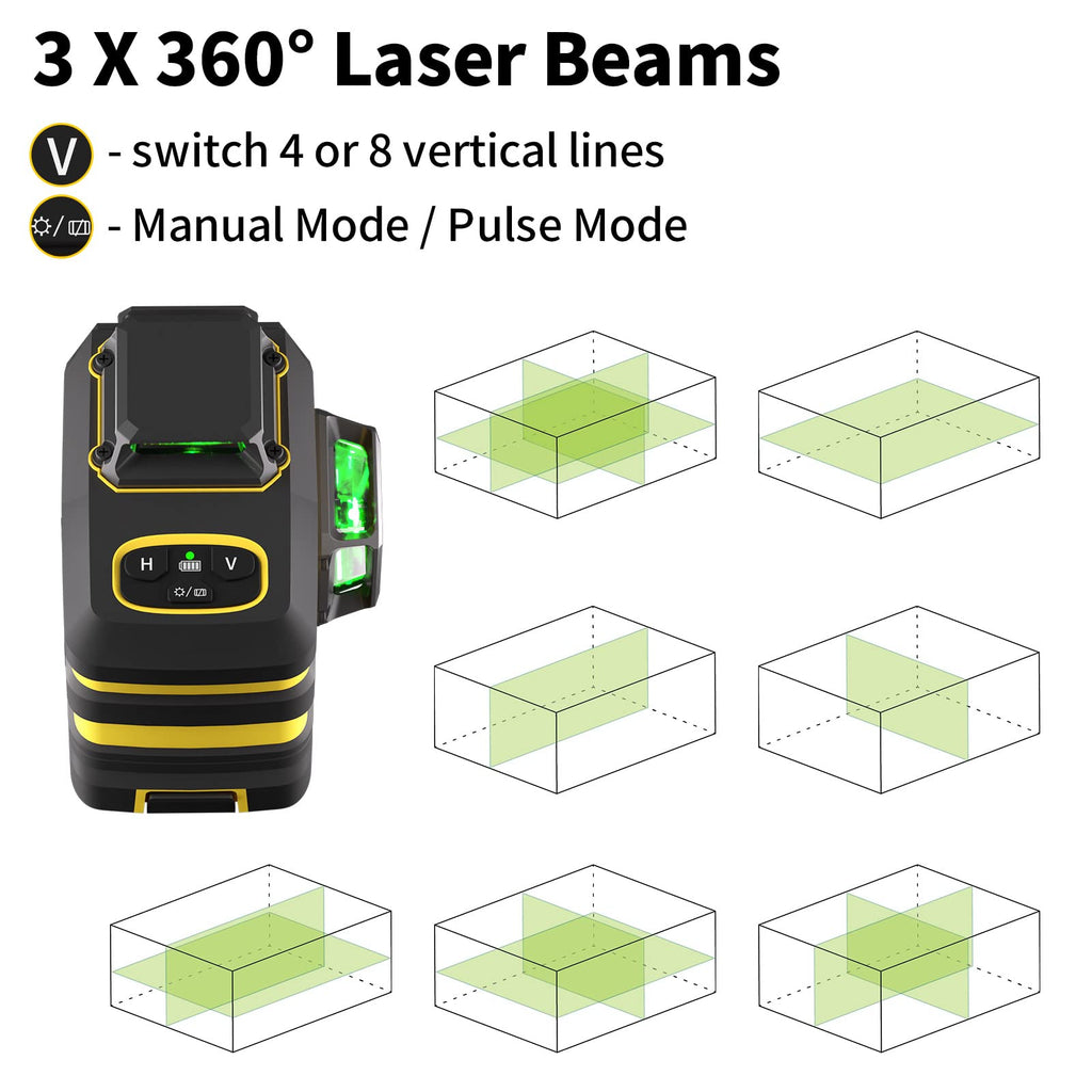 Laser Level with 12 Green Lines J5009
