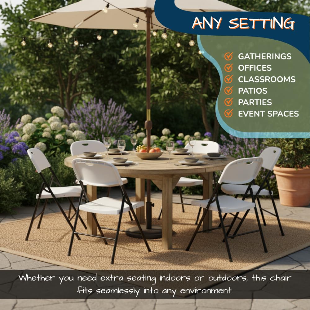 Heavy Duty Plastic Foldable Chair, 4 Pack, White P27059