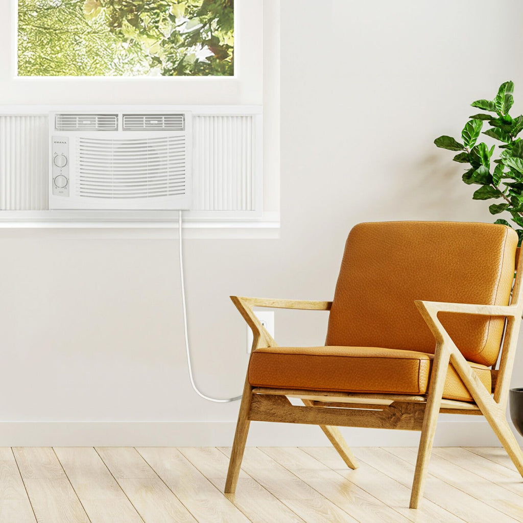 5,000 BTU Window Air Conditioner with Mechanical Controls, Dehumidifier, Washable Filter, 2 Fan Speeds, White R43905