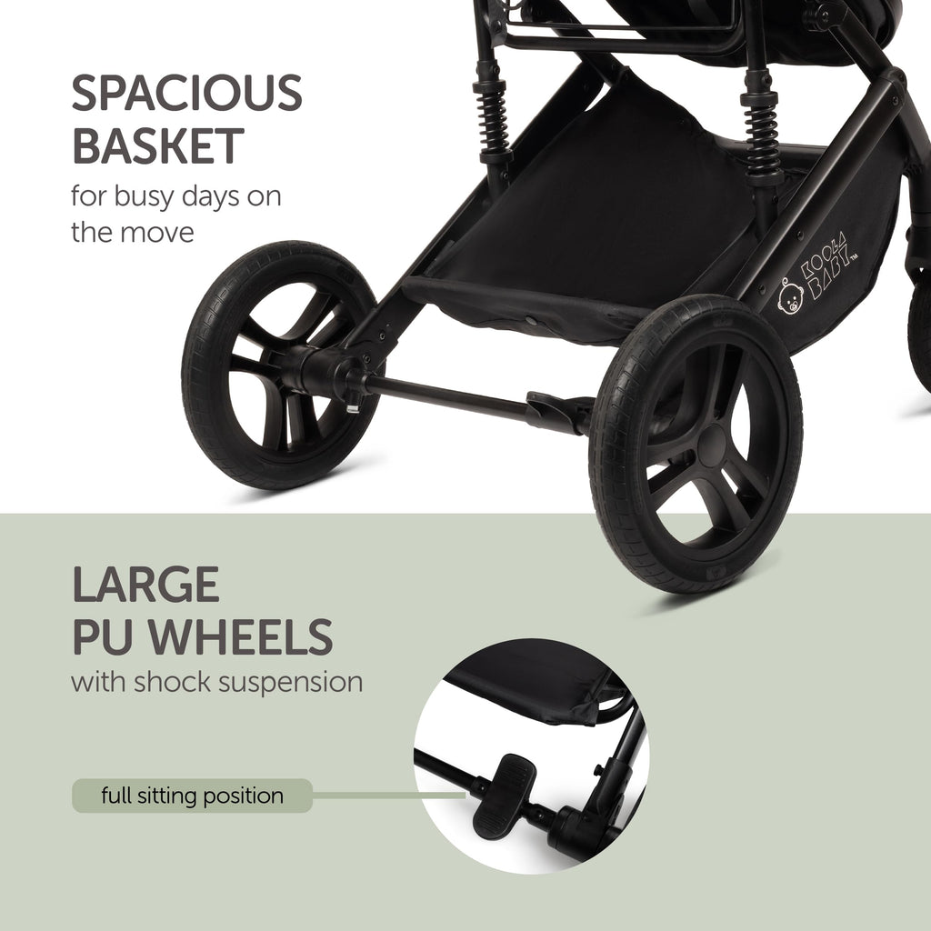 2-in-1 Foldable Baby Stroller with Extendable Canopy N8730