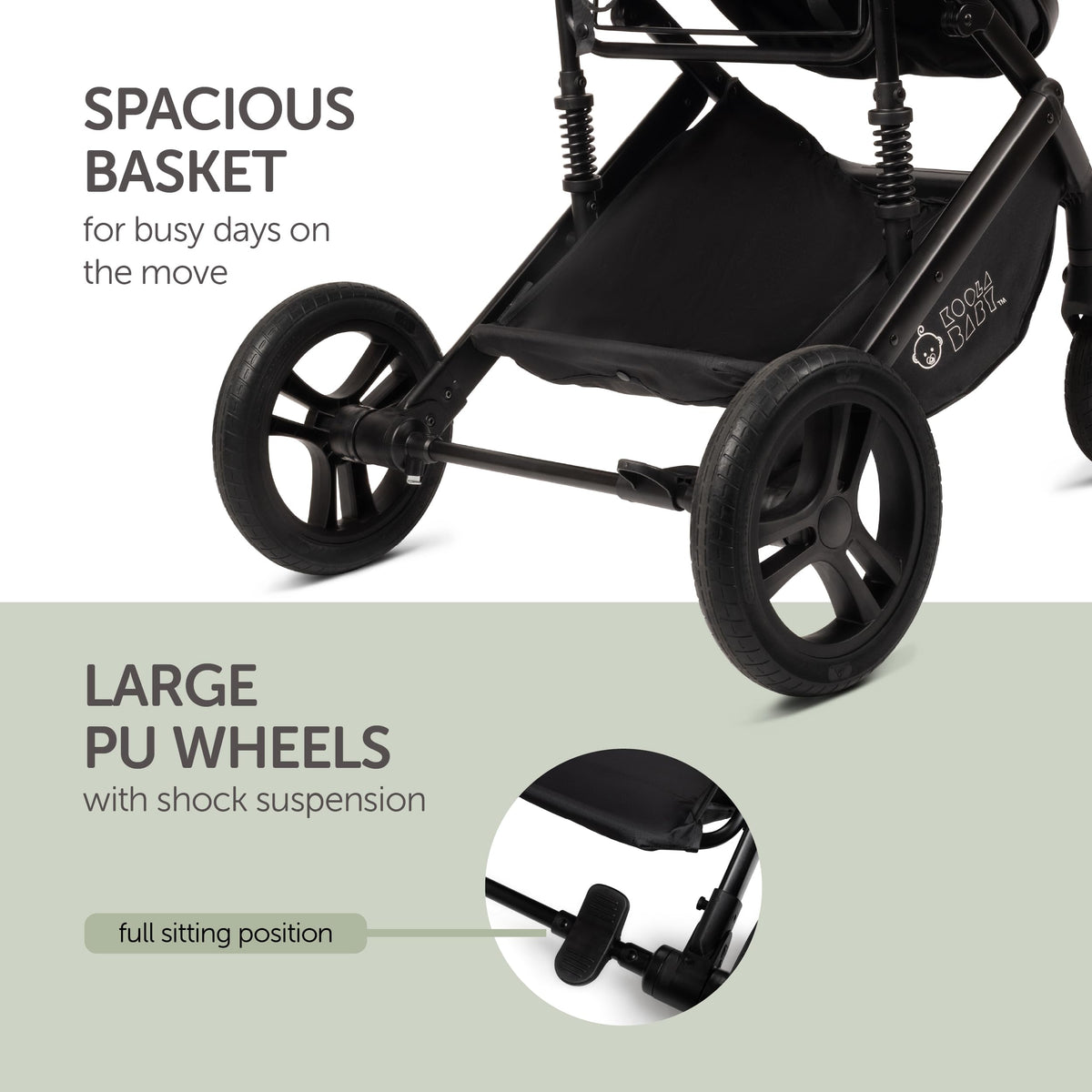 2-in-1 Foldable Baby Stroller with Extendable Canopy N8730