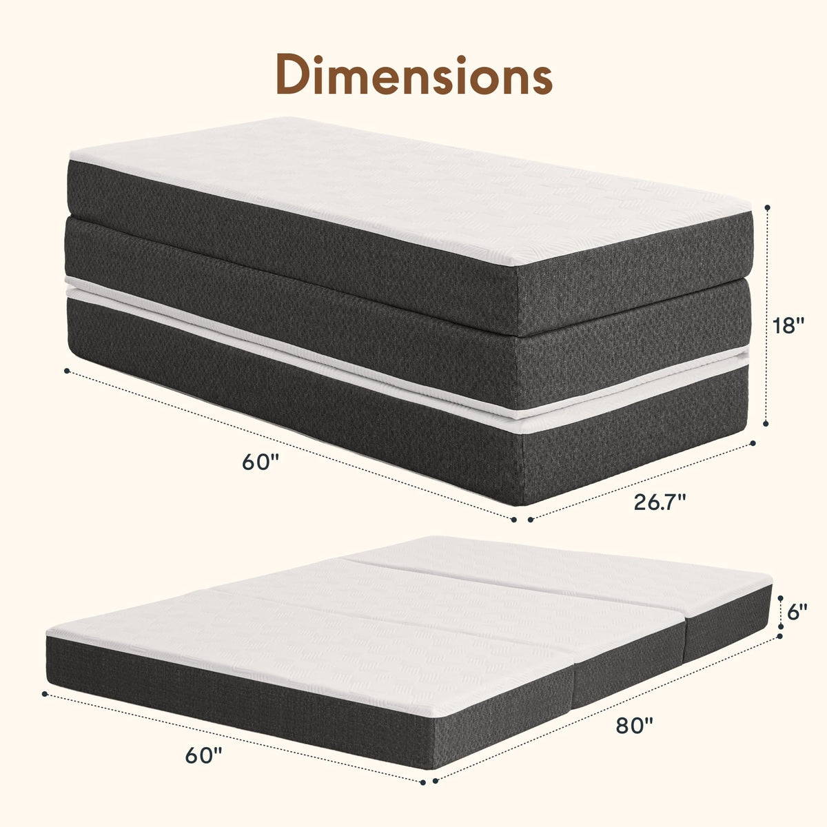 Queen 6" Tri-Fold Mattress S181