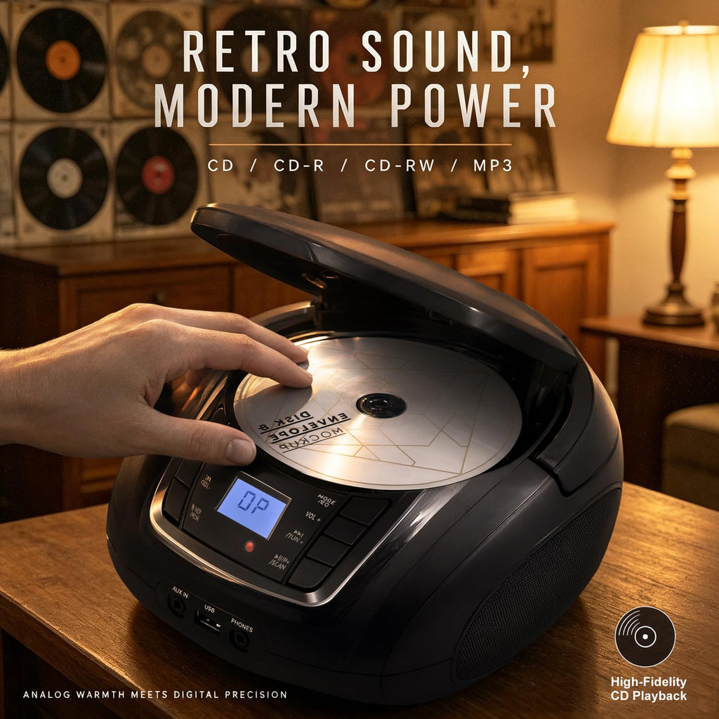 Portable CD Player Boombox with Speakers D18652